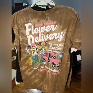 NWT Brown Tie Dye Dank Franks Flower Delivery Graphic T-Shirt